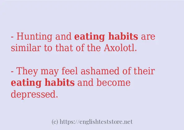 In sentence use of eating habits