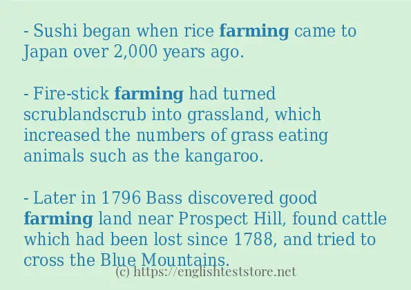 In sentence use of farming