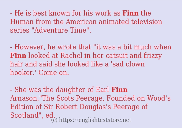 In sentence use of finn