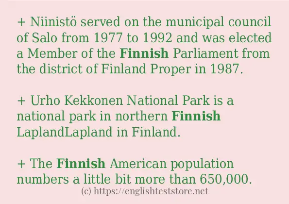 In sentence use of finnish