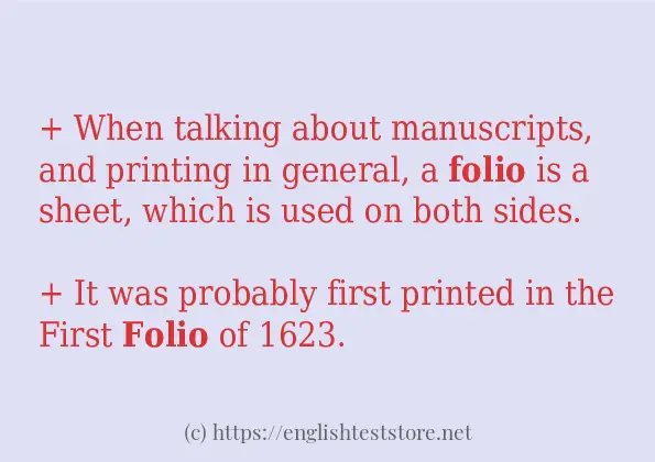 In sentence use of folio