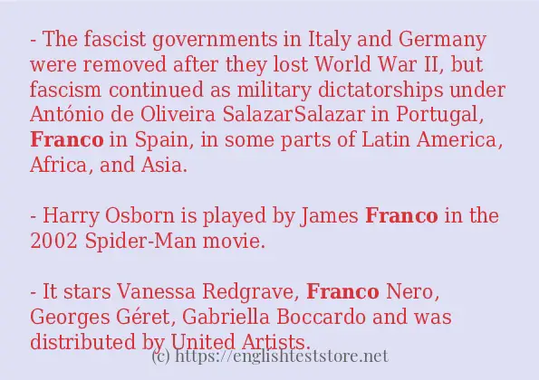 In sentence use of franco