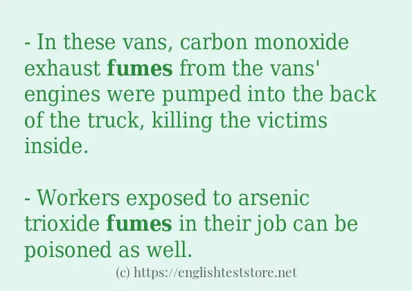 In sentence use of fumes