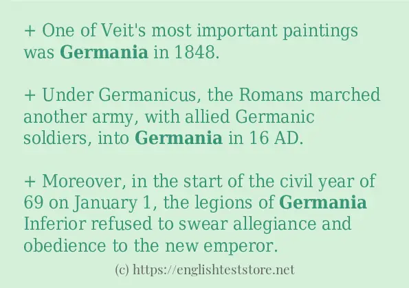 In sentence use of germania