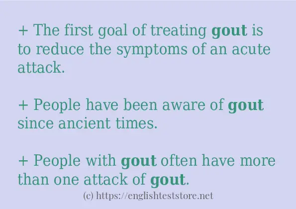 In sentence use of gout