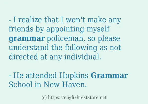 In sentence use of grammar