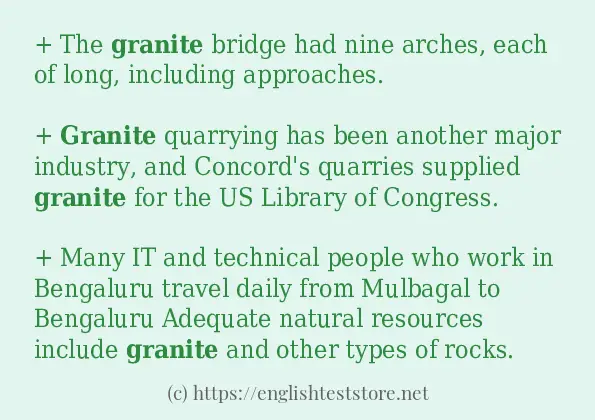 In sentence use of granite