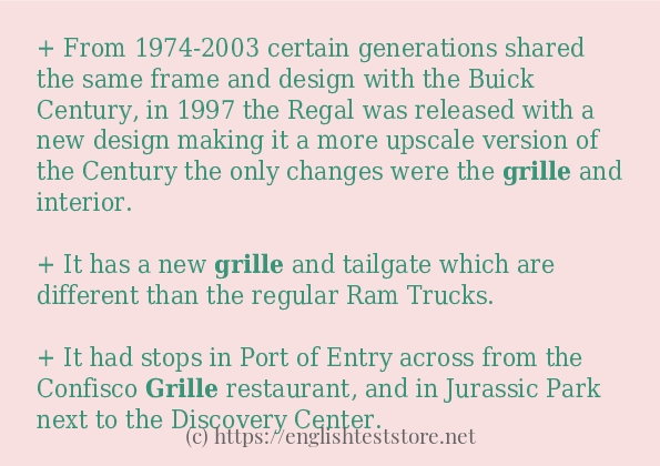 In sentence use of grille