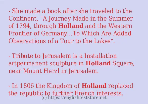 In sentence use of holland