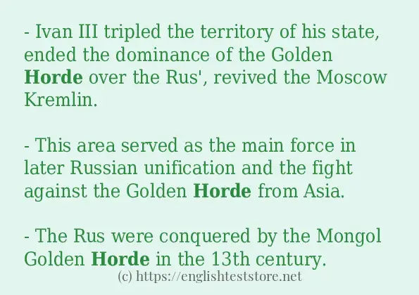 In sentence use of horde