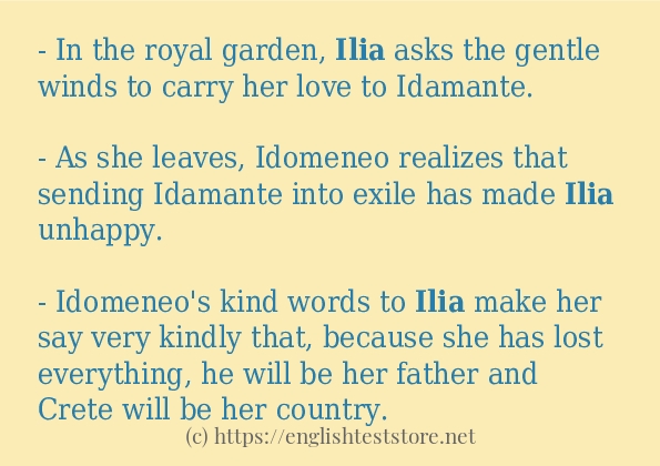 In sentence use of ilia