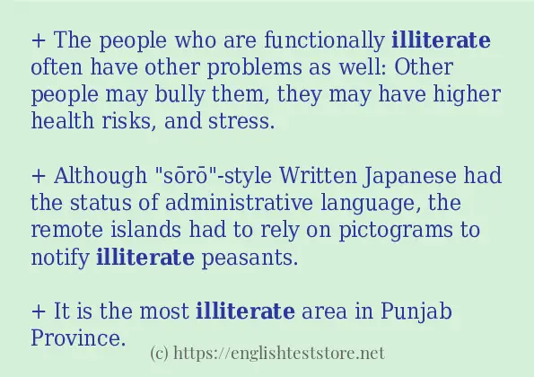 In sentence use of illiterate In sentence use of illiterate