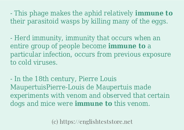 In sentence use of immune to