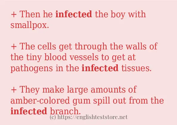 In sentence use of infected