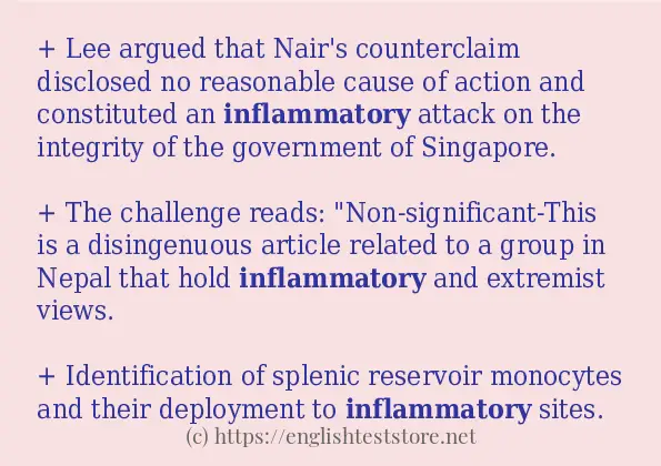 In sentence use of inflammatory