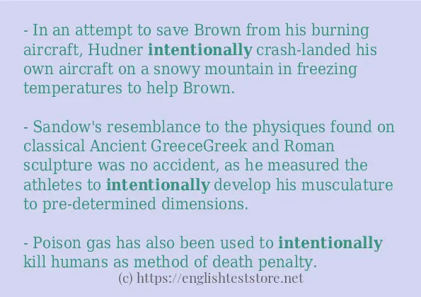 In sentence use of intentionally