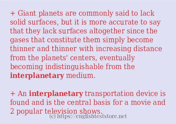 In sentence use of interplanetary