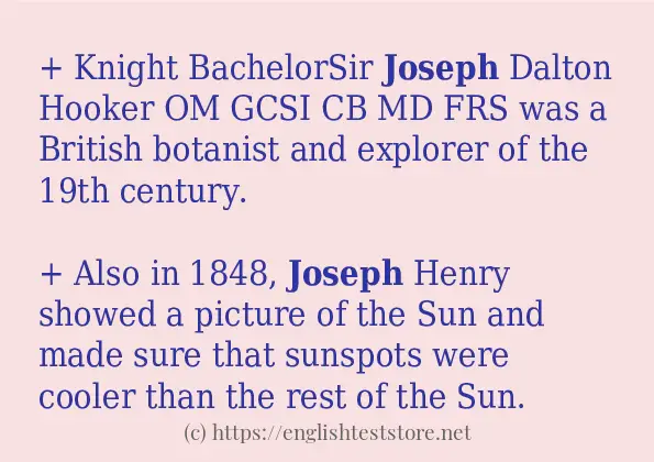 In sentence use of joseph