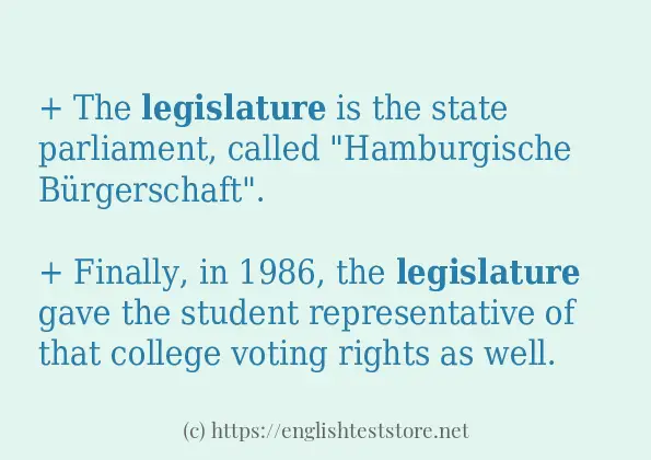 In sentence use of legislature