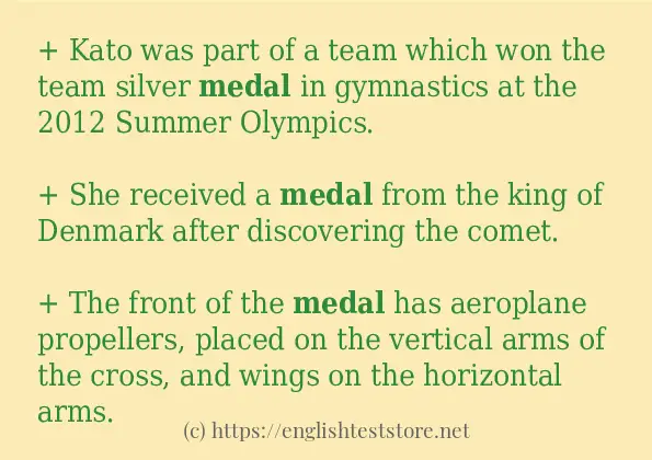 In sentence use of medal