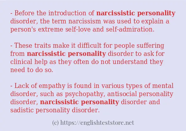 In sentence use of narcissistic personality