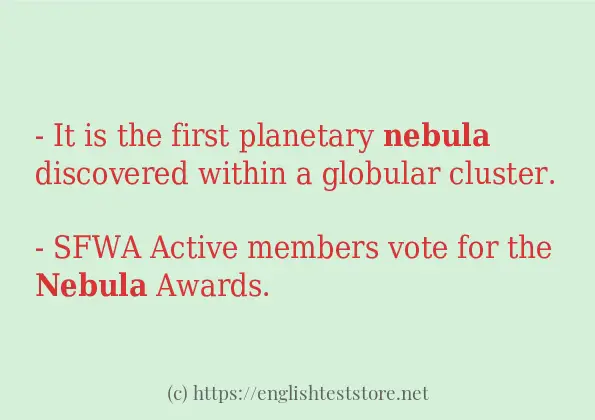 In sentence use of nebula