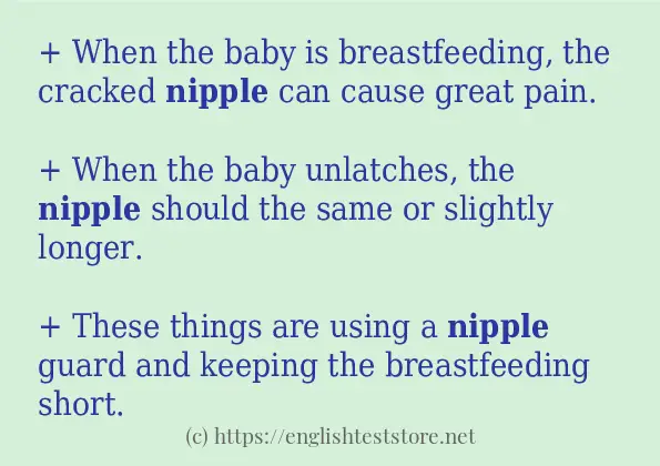In sentence use of nipple In sentence use of nipple