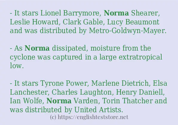 In sentence use of norma