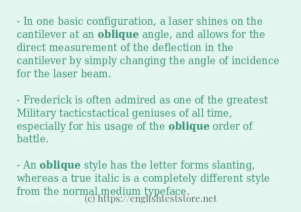 In sentence use of oblique