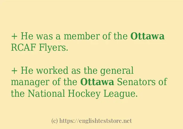 In sentence use of ottawa