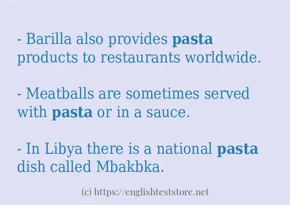 In sentence use of pasta