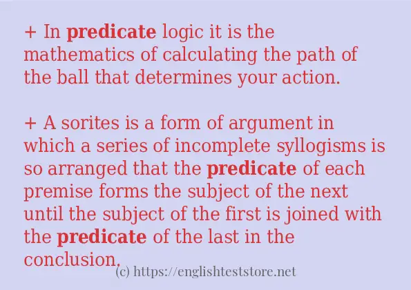 In sentence use of predicate