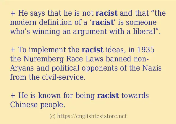 In sentence use of racist