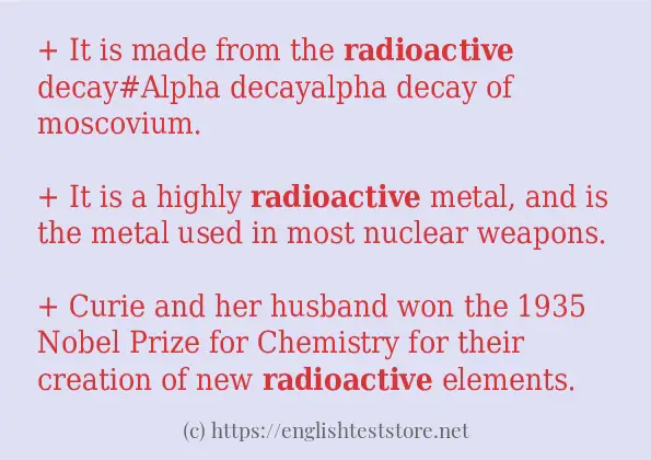 In sentence use of radioactive