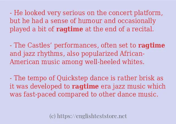 In sentence use of ragtime