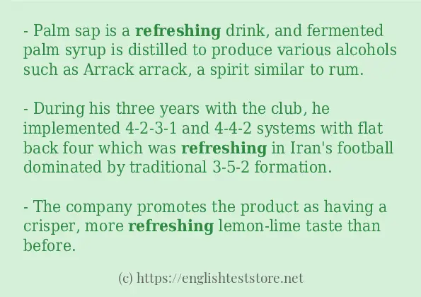 In sentence use of refreshing