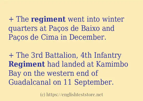 In sentence use of regiment