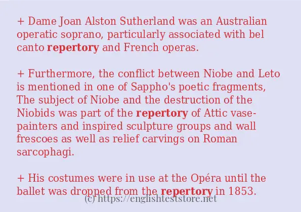 In sentence use of repertory