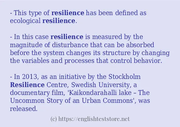 In sentence use of resilience