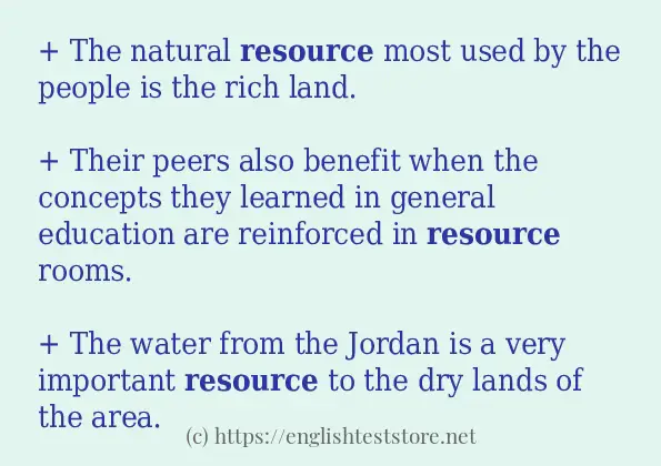 In sentence use of resource