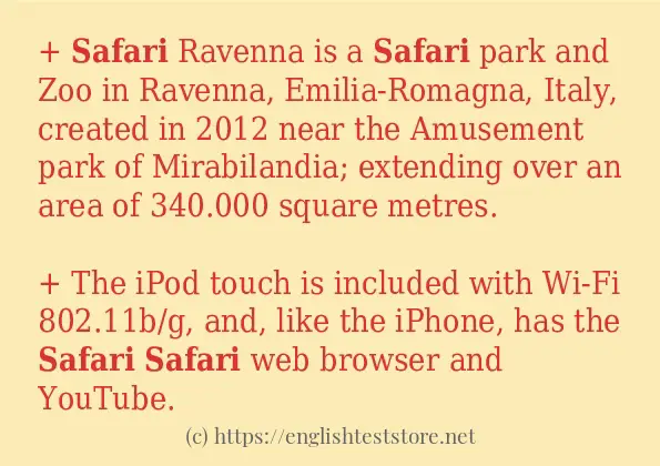 In sentence use of safari