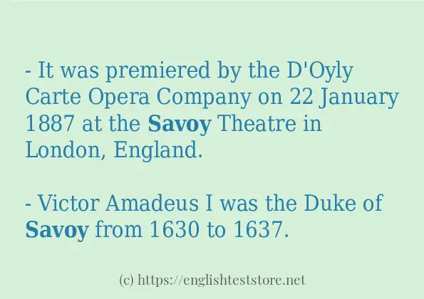 In sentence use of savoy