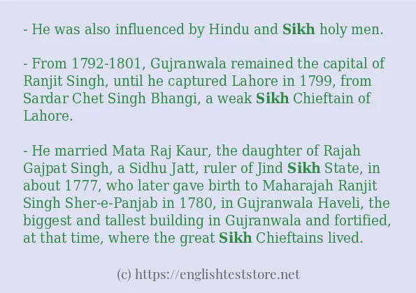 In sentence use of sikh