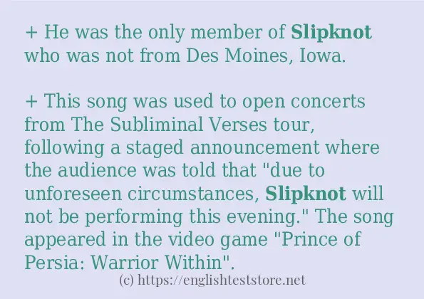 In sentence use of slipknot