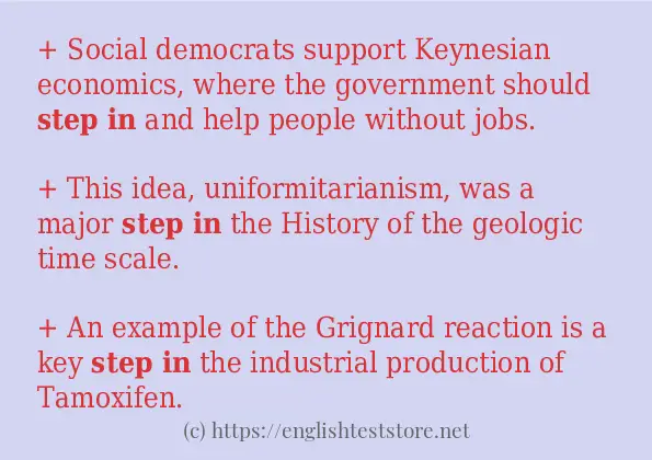 In sentence use of step in