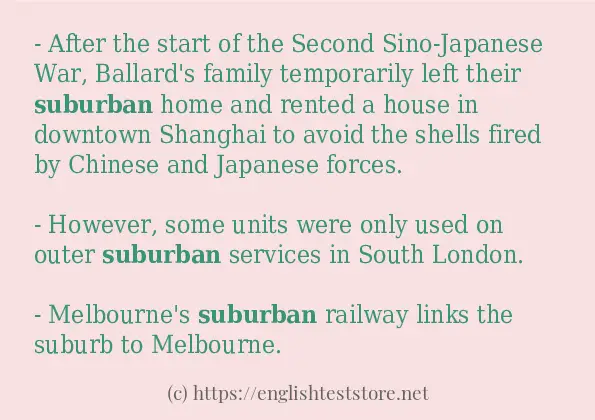 In sentence use of suburban