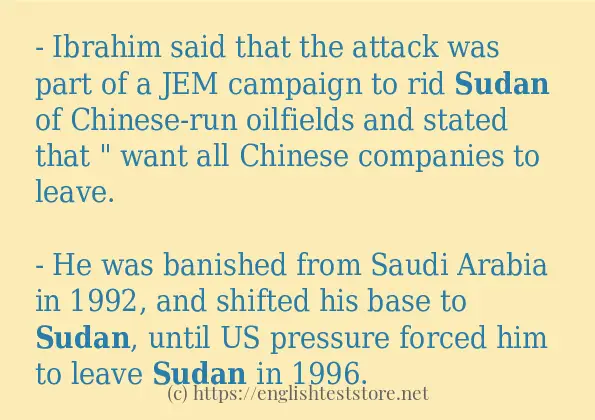 In sentence use of sudan
