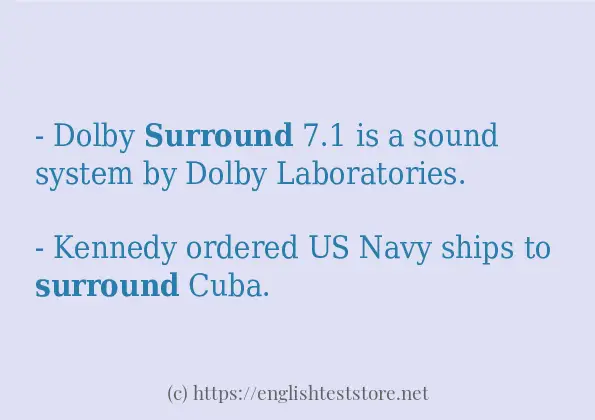 In sentence use of surround