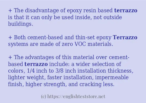 In sentence use of terrazzo