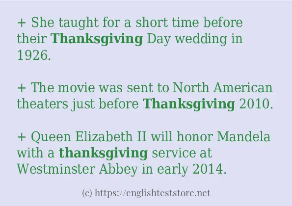 In sentence use of thanksgiving